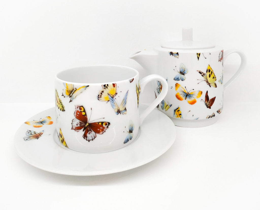 Φλιτζάνι-Τσαγιέρα Tea4one με πιατάκι Butterflies Color